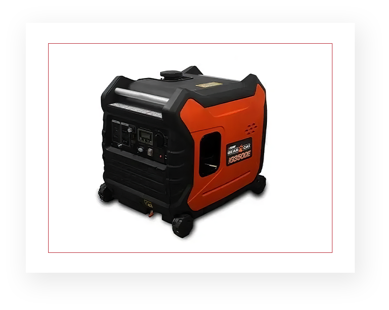 A picture of an orange and black generator.