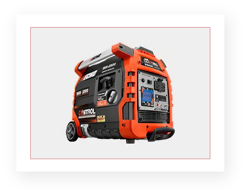 A picture of an orange and black generator.