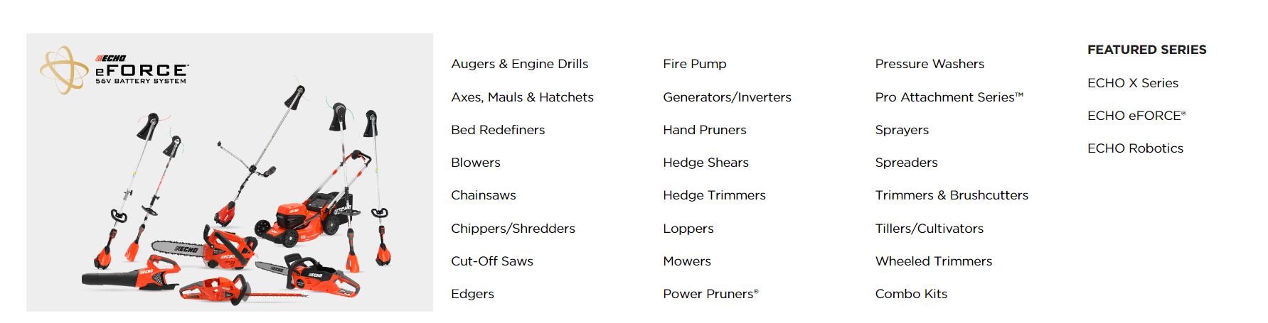 A list of different types of power tools.